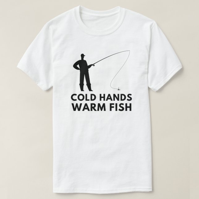 Kall Händer Warm Fish | Isfiske T Shirt (Design framsida)