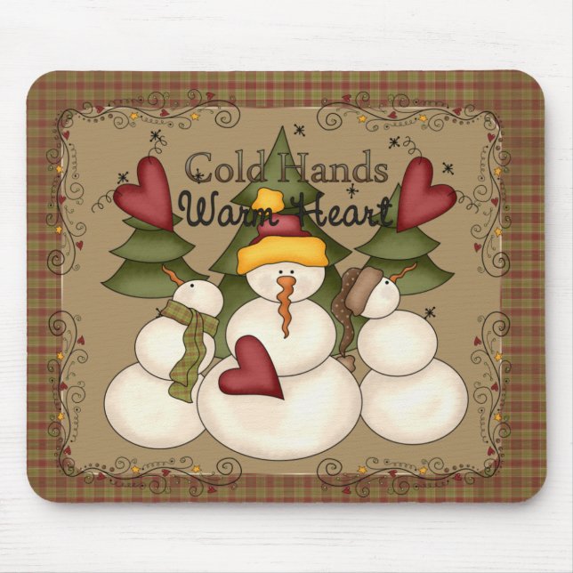 Kall Händer Warm Heart Snögubbe Mousepad Musmatta (Framsidan)