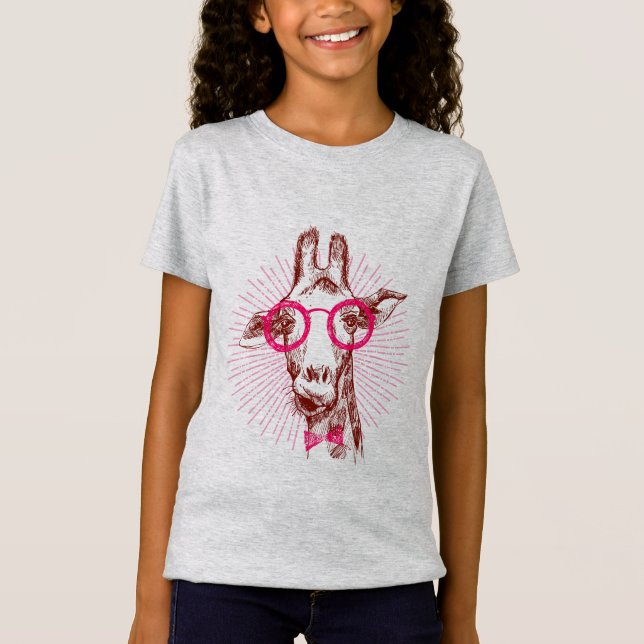 Kall Hipstersnyggtgiraff T Shirt (Framsida)
