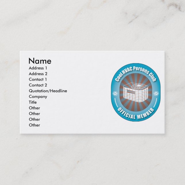 Kall HVAC-personklubb Visitkort (Framsida)