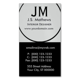 Kall inre märkes- företags svart Monogram Visitkortmagnet