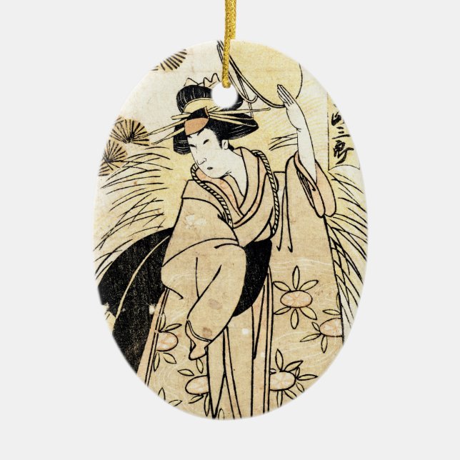 Kall japansk gammal tatuering för julgransprydnad keramik (Framsidan)