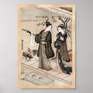 Kall japansk geisha för vintageukiyo-erulla två poster