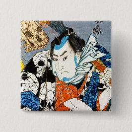 Kall japansk konst för skalle för knapp