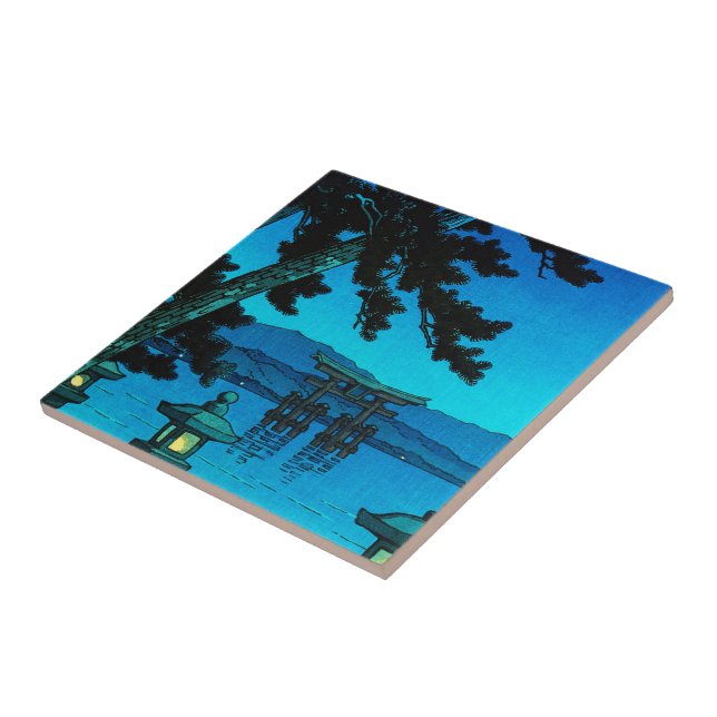 Kall japansk månbelyst kawase för hasui för kakelplatta (Sidan)