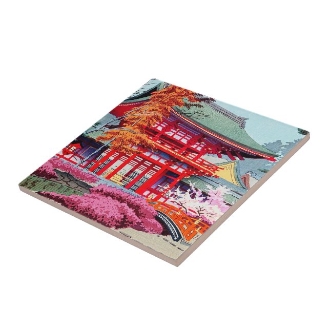 Kall japansk röd tempelvår Asano Takeji Kakelplatta (Sidan)