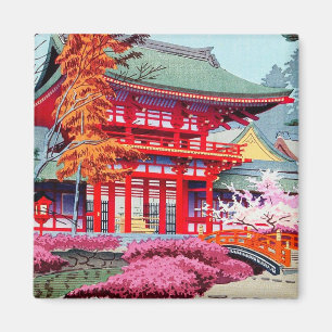 Kall japansk röd tempelvår Asano Takeji Magnet