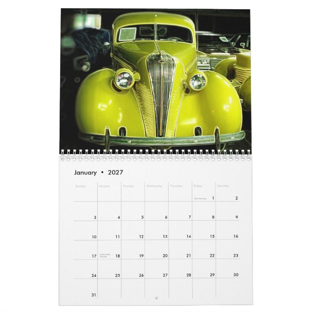 Kall kalender för bilar 2015 (Jan 2027)