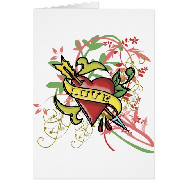 Kall kärlektatuering hälsningskort (Framsidan)