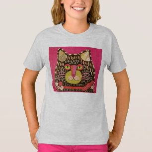 Kall kattdesign på flickor 3/4 sleeveT-tröja T-shirt