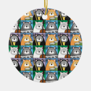 Kall kattprydnad julgransprydnad keramik