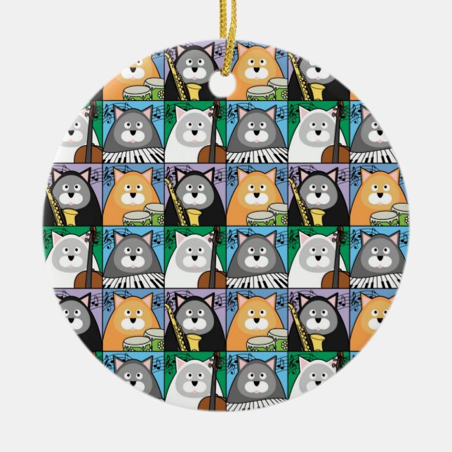 Kall kattprydnad julgransprydnad keramik (Framsidan)