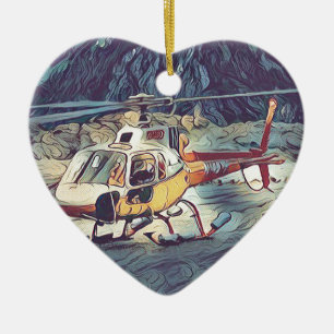 Kall konstnärlig helikopter julgransprydnad keramik