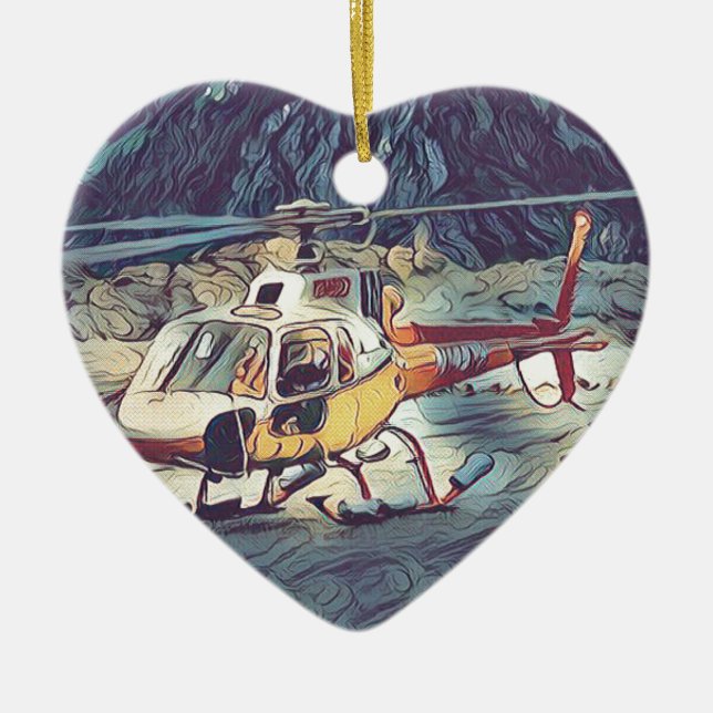 Kall konstnärlig helikopter julgransprydnad keramik (Framsidan)