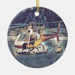 Kall konstnärlig helikopter julgransprydnad keramik