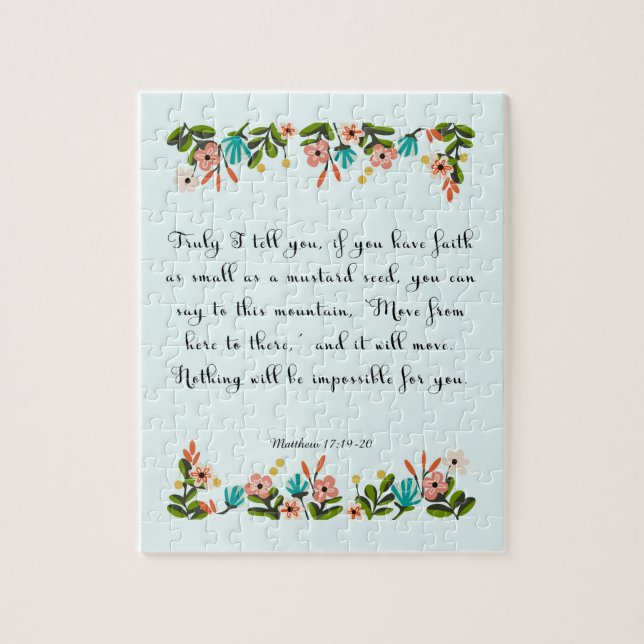 Kall kristen konst - den Matthew 17:19 - 20 Pussel (Vertikal)