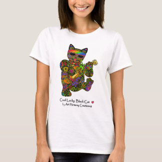 Kall lycklig svart kattdam tshirt tee
