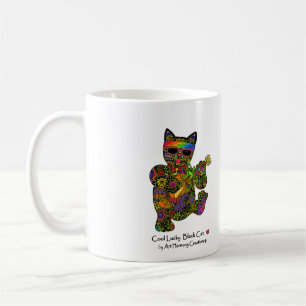 Kall lycklig svart kattkaffemugg kaffemugg