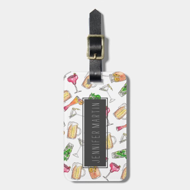 Kall målad blandad drinkPatter för sommar Bagagebricka (Vertikal Framsida)