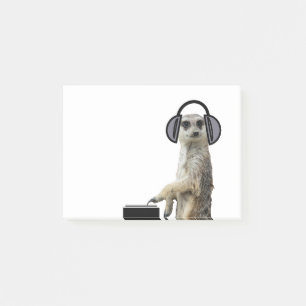 Kall meerkat dj för funky post-it block