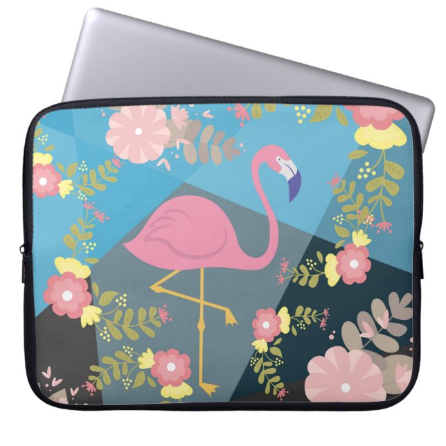 Kall moderiktig chic gullig blom- Flamingo för Laptop Sleeve (Framsidan)