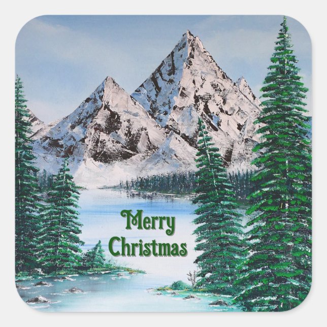 Kall Mountain Fyrkantigt Klistermärke (Framsida)