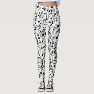 Kall musik noter och slumpmässigt mönster för leggings