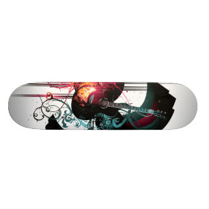 Kall musik som är grafisk med gitarren skateboard bräda 20,5 cm