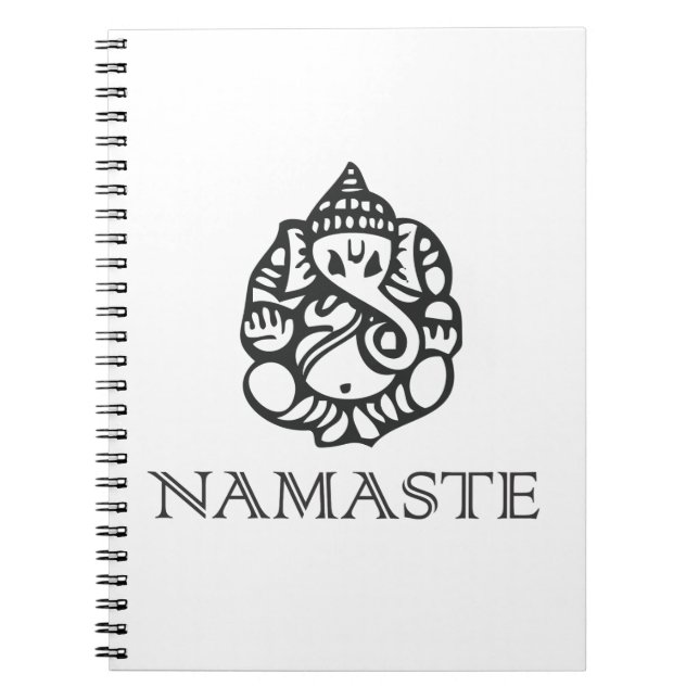 Kall Namaste Ganesh design B/W Anteckningsbok (Framsidan)