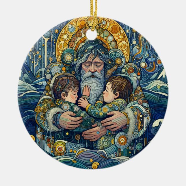 "Kall Natt, stark Arm" Julgransprydnad Keramik (Framsidan)