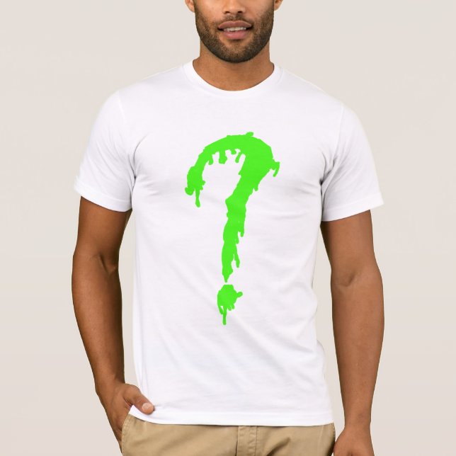 Kall neongrönt Questionmark T-shirt (Framsida)