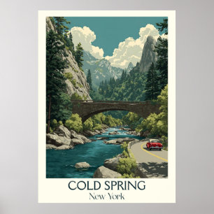 Kall New York Vintage Mountain River Art Poster