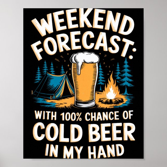 Kall öl camping berg grafik  poster (Framsidan)