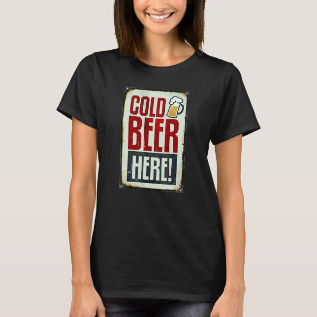 Kall öl dricks här t shirt (Framsida)