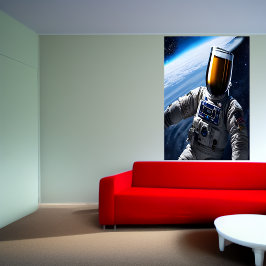 Kall öl i rymden kostym | AI Art Poster