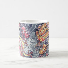 Kall orientalisk draketatueringmugg kaffemugg