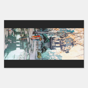 Kall orientalisk Hiroshi Yoshida japansk Rektangulärt Klistermärke