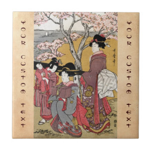 Kall orientalisk japansk konst för kakelplatta