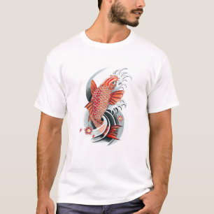 Kall orientalisk japansk röd tatuering för Koi Tee Shirt