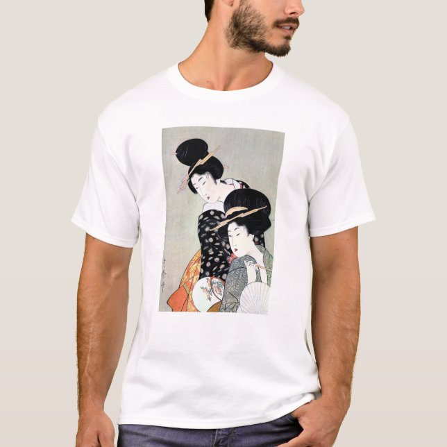 Kall orientalisk japansk traditionell Geishakonst T-shirt (Framsida)