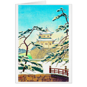 Kall orientalisk japansk vinterslottsceneart OBS kort