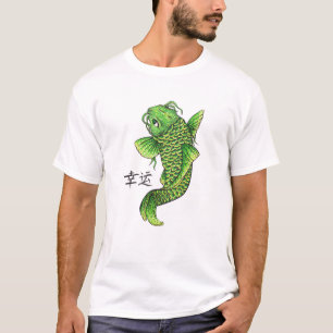 Kall orientalisk lycklig grön Koi fiskCarp Tee Shirt
