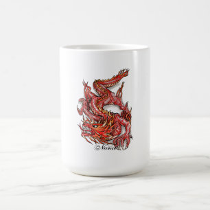 Kall orientalisk röd draketatuering kaffemugg
