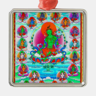 Kall orientalisk tibetan thangkagröntTara Julgransprydnad Metall