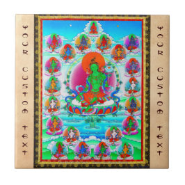 Kall orientalisk tibetan thangkagröntTara Kakelplatta