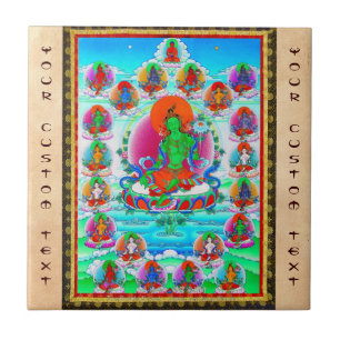 Kall orientalisk tibetan thangkagröntTara Kakelplatta