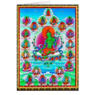 Kall orientalisk tibetan thangkagröntTara OBS Kort