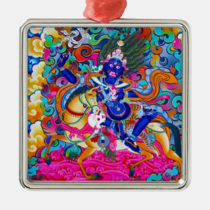 Kall orientalisk tibetan thangkatatuering Palden Julgransprydnad Metall