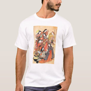 Kall orientalisk traditionell japansk kvinna tee shirt