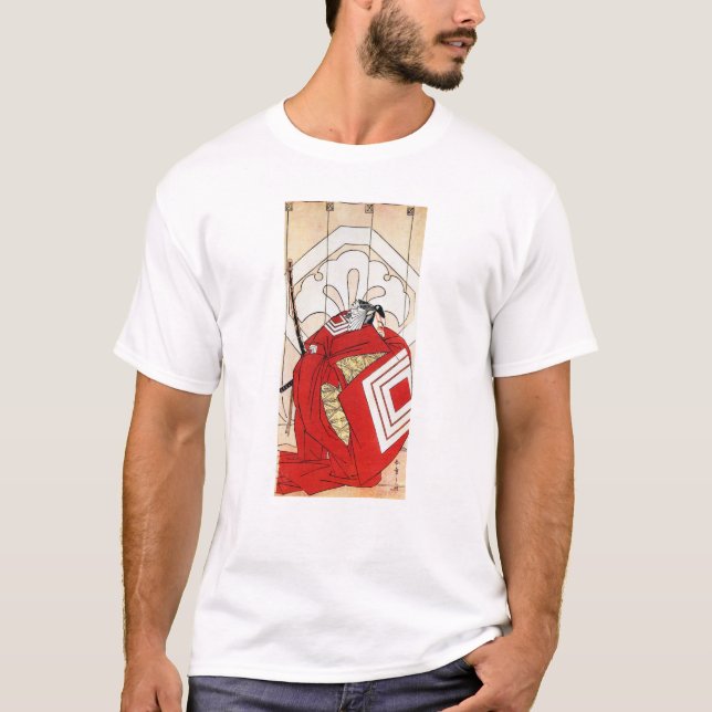 Kall orientalisk traditionell japansk röd Samurai T Shirt (Framsida)